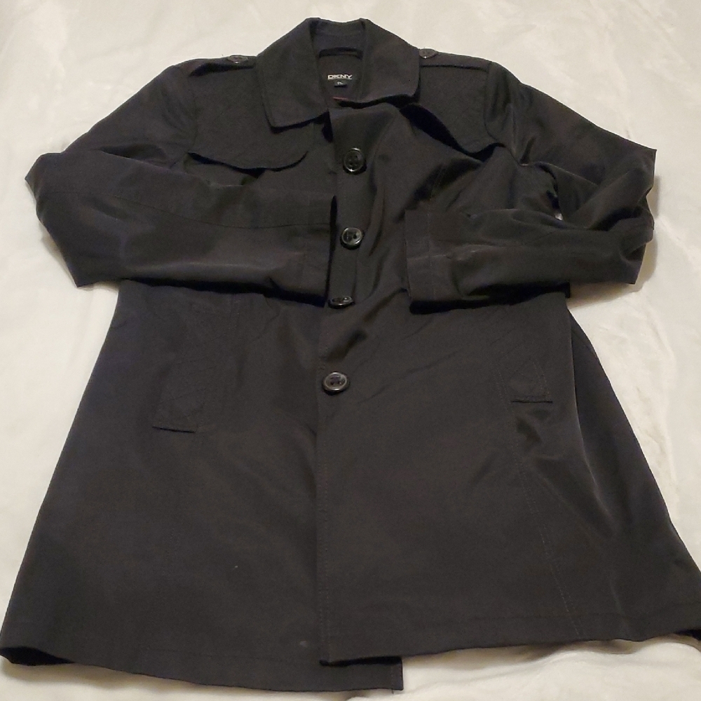 DKNY Charcoal Trench Coat - Picture 7 of 8